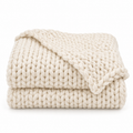 Ivory Chunky Knit Throw Blanket 50 x 60 Inch