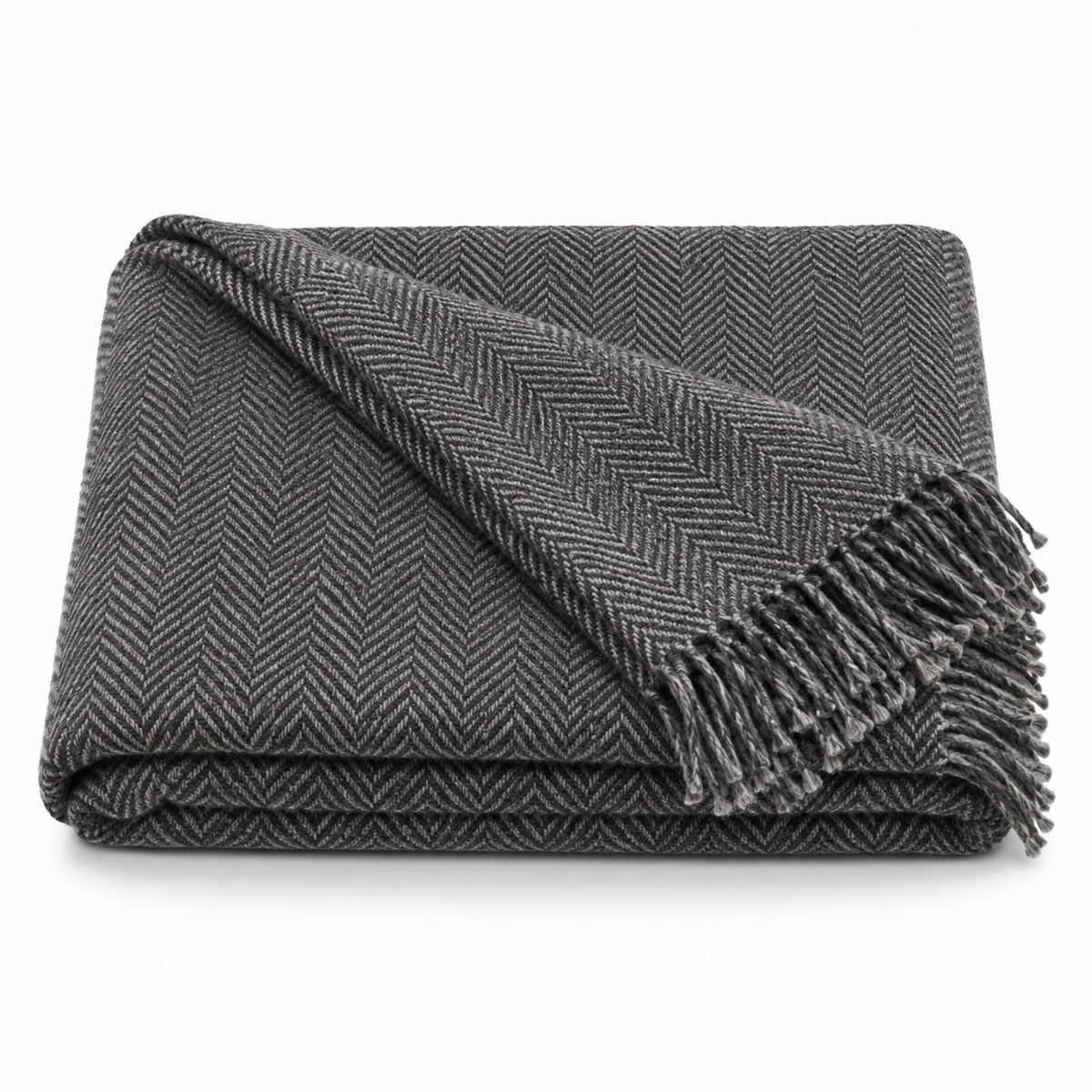 Charcoal Herringbone Throw Blanket 50 x 60 Inch