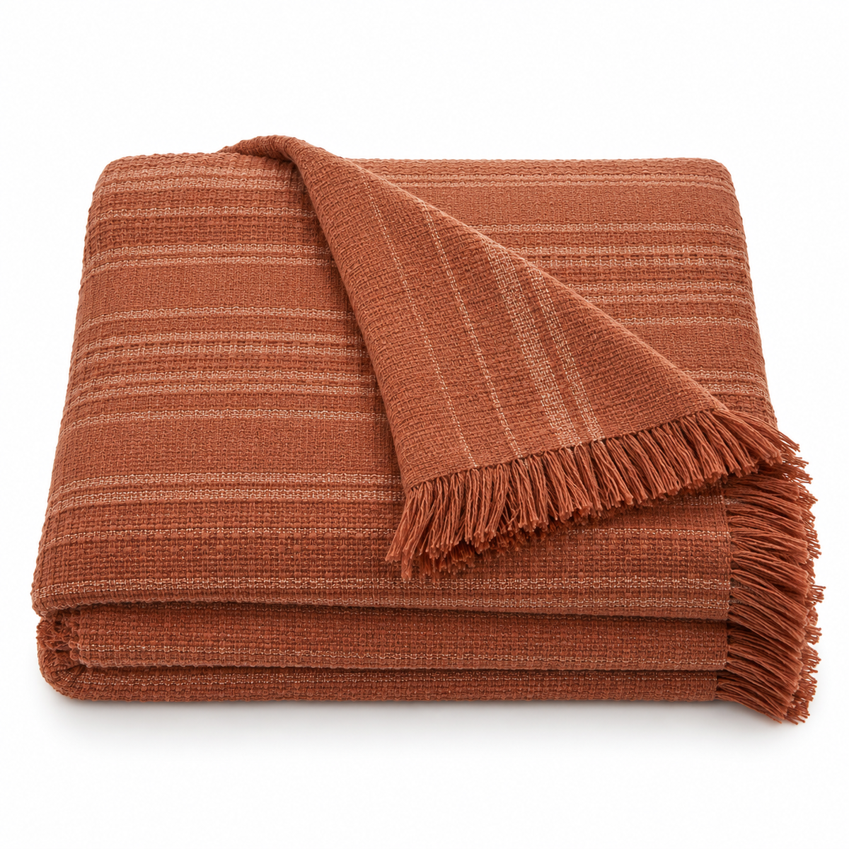 Terracotta Textured Woven Throw Blanket 50 x 60 Inch