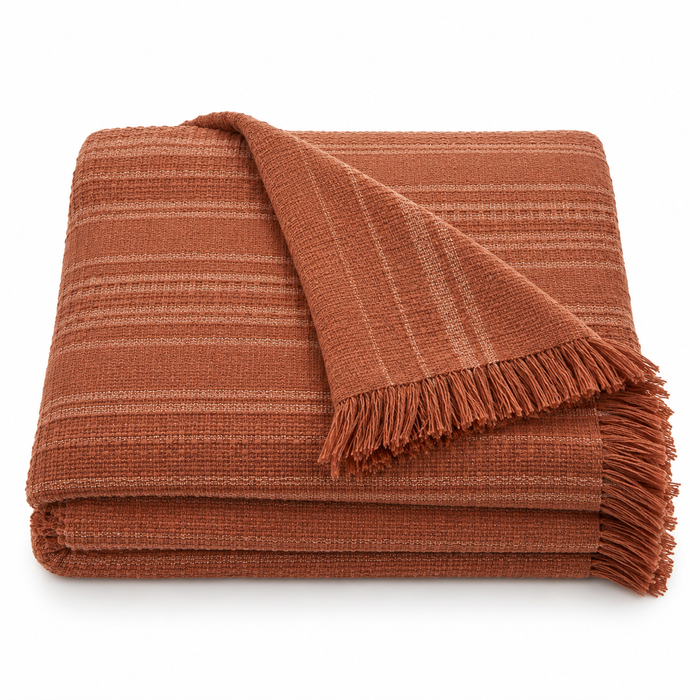 Terracotta Textured Woven Throw Blanket 50 x 60 Inch