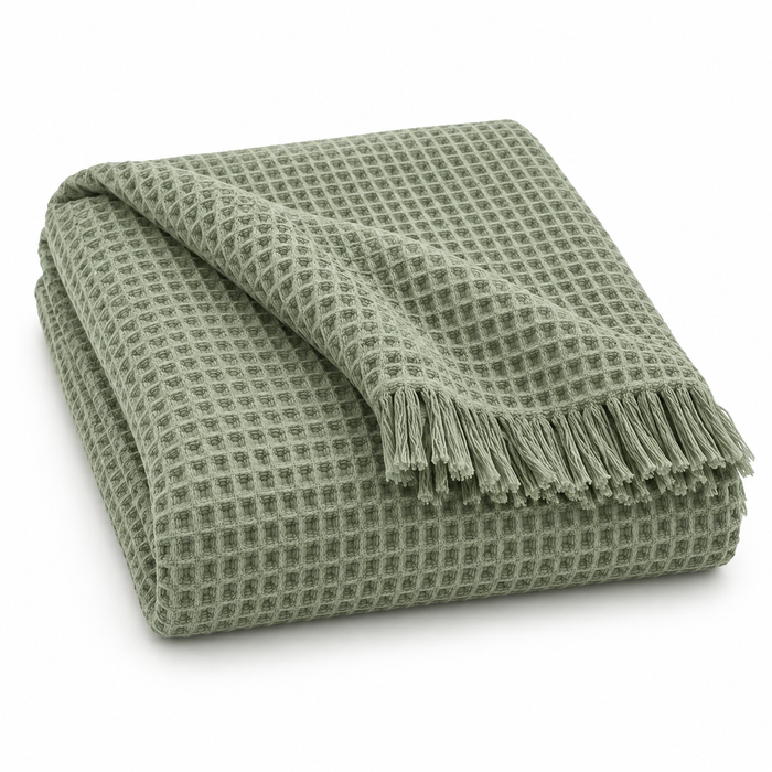 Sage Waffle Weave Throw Blanket 50 x 60 Inch