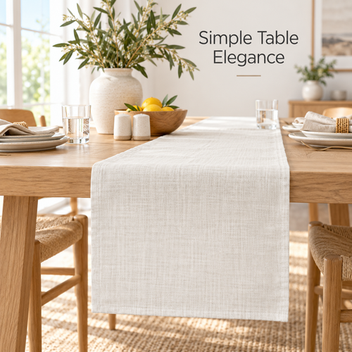 Ivory Linen Look Table Runner 14 x 72 Inch