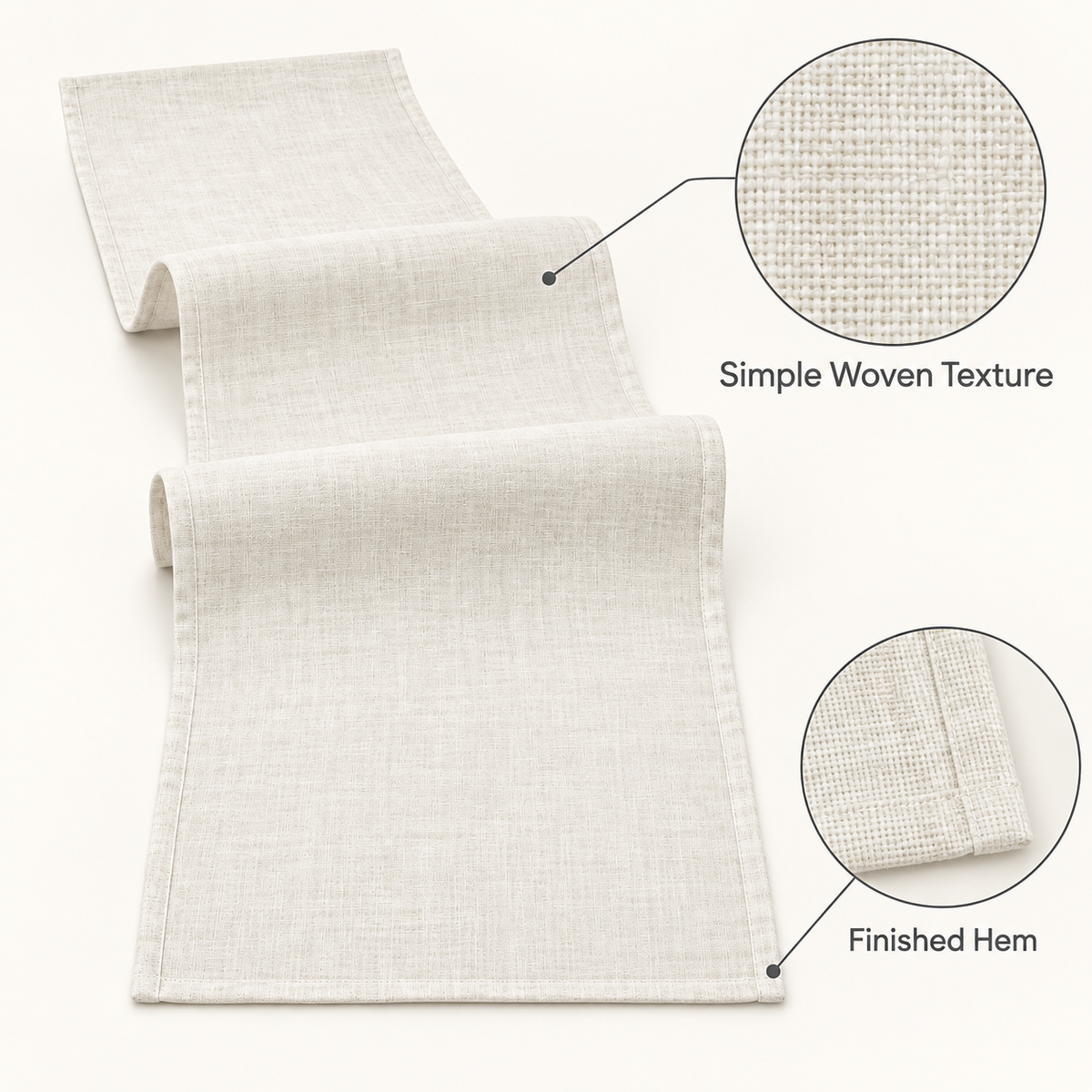 Ivory Linen Look Table Runner 14 x 72 Inch