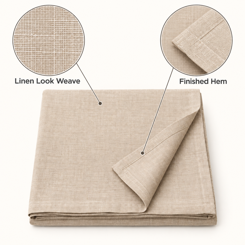 Natural Linen Look Rectangular Tablecloth 60 x 84 Inch