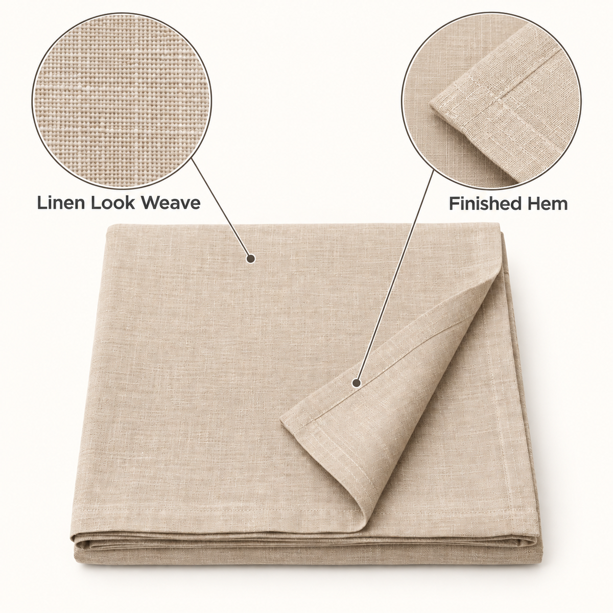 Natural Linen Look Rectangular Tablecloth 60 x 84 Inch