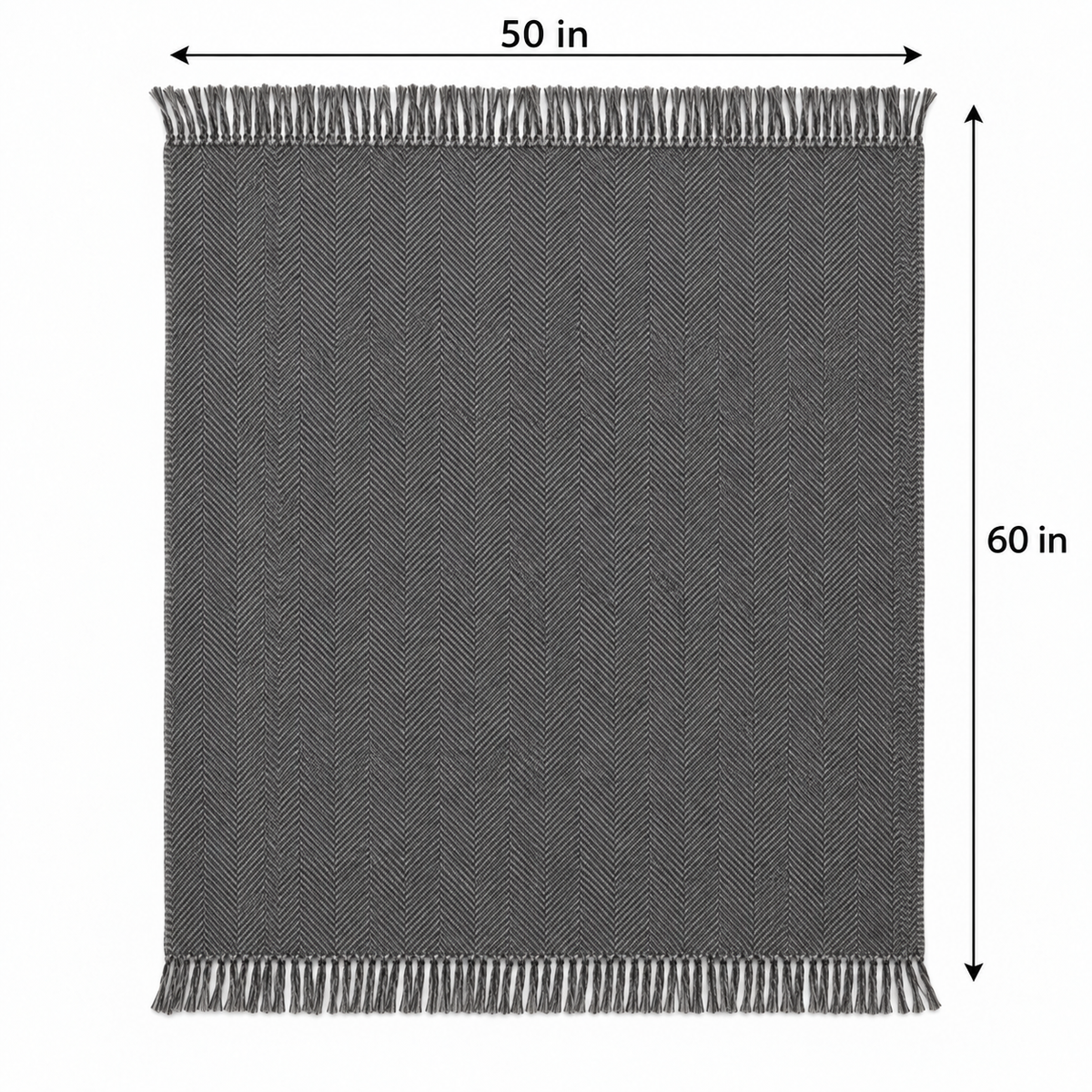 Charcoal Herringbone Throw Blanket 50 x 60 Inch