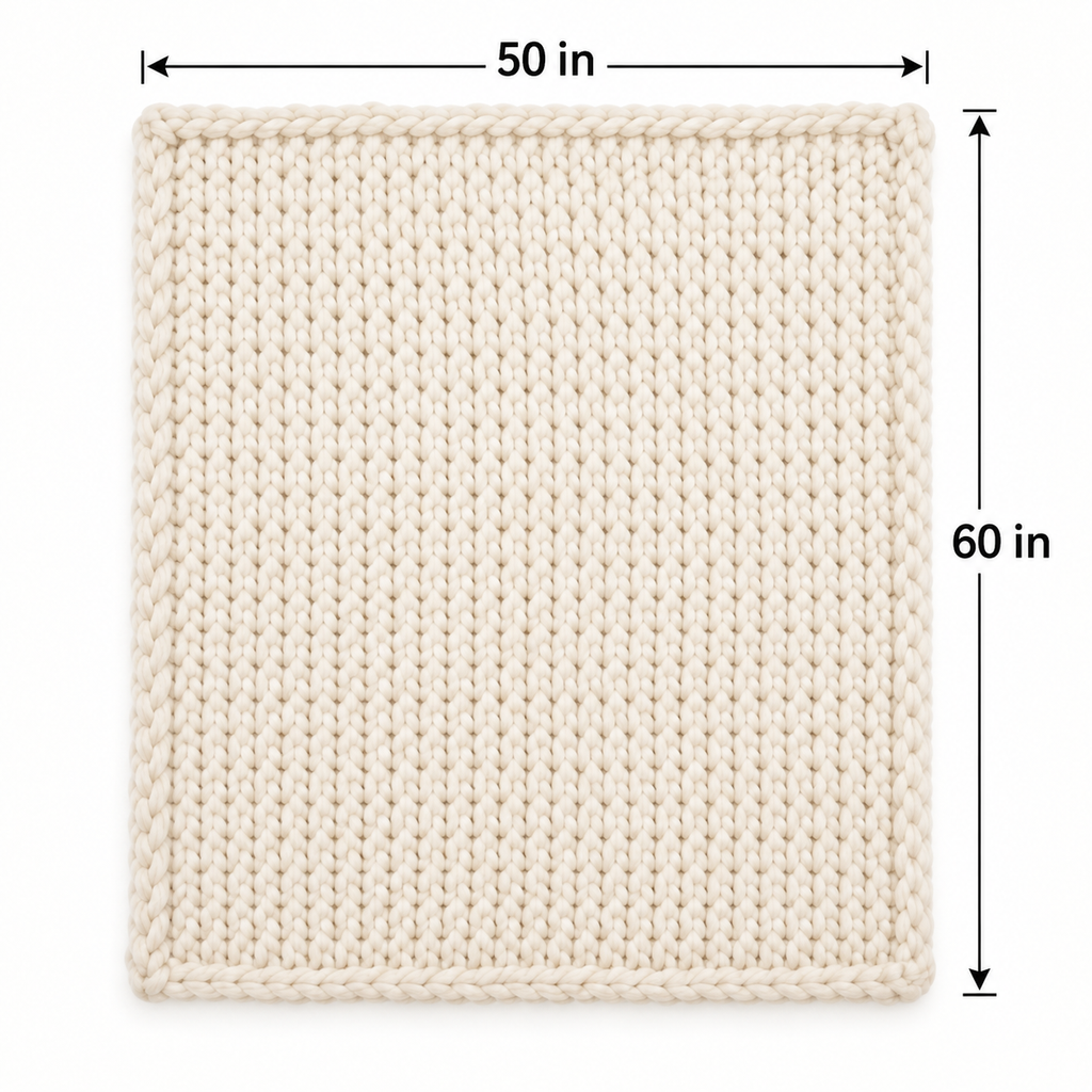 Ivory Chunky Knit Throw Blanket 50 x 60 Inch