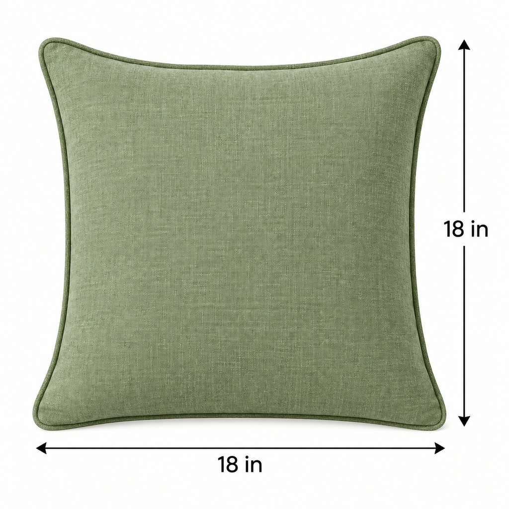 Sage Green Piped Cushion Cover 18 x 18 Inch