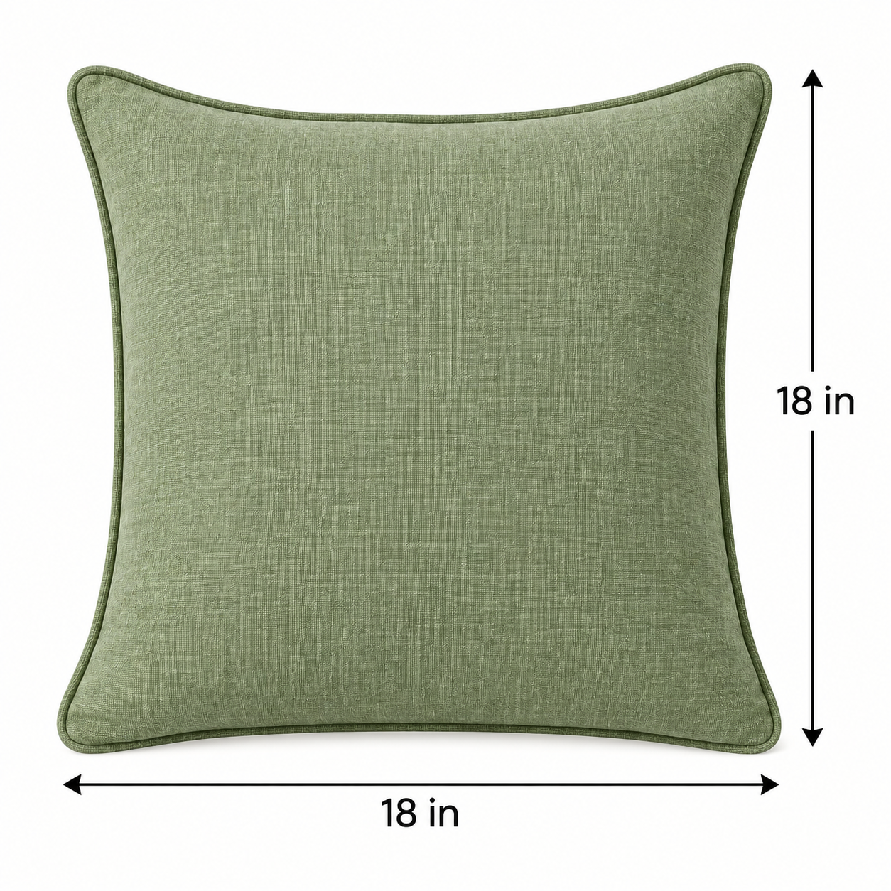 Sage Green Piped Cushion Cover 18 x 18 Inch