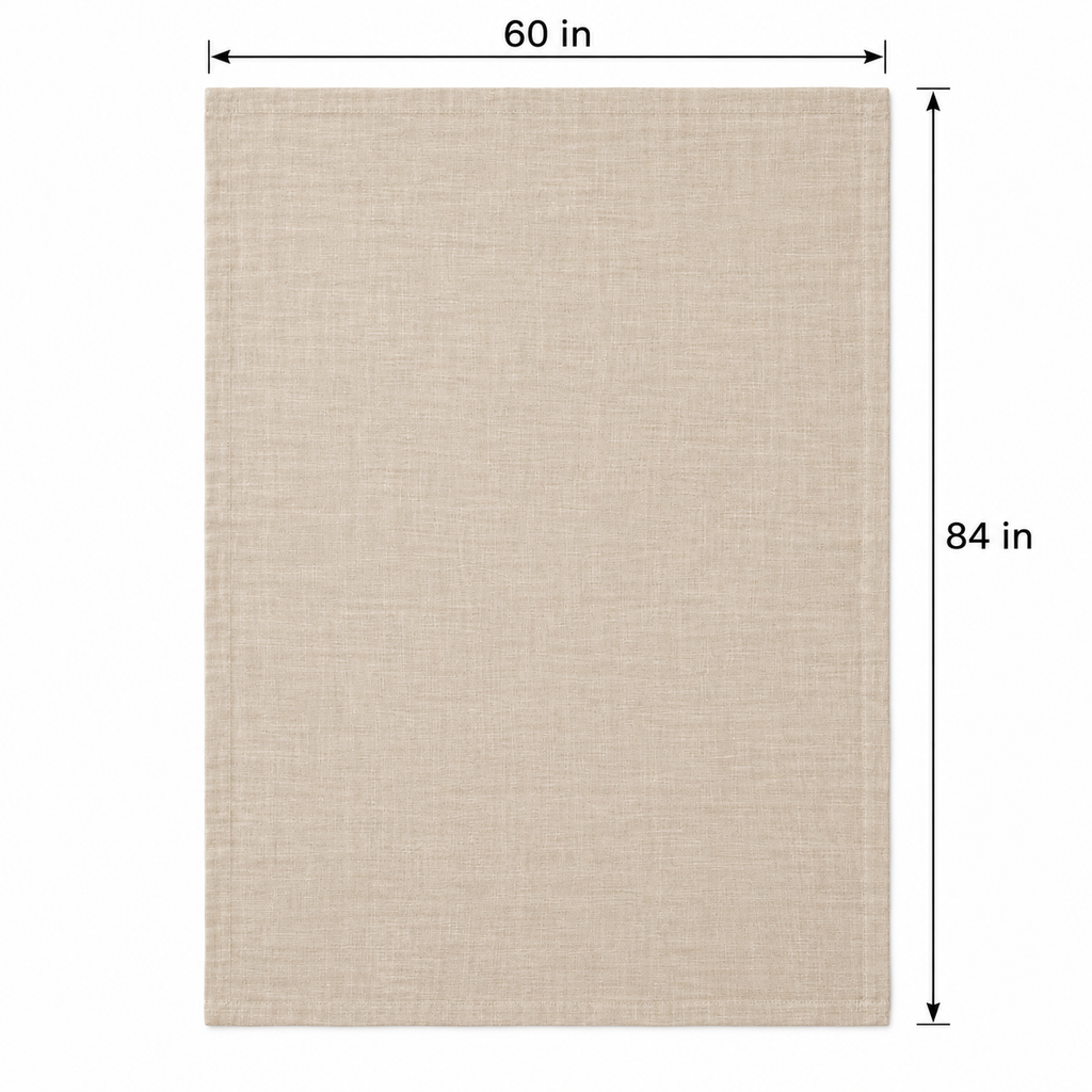 Natural Linen Look Rectangular Tablecloth 60 x 84 Inch