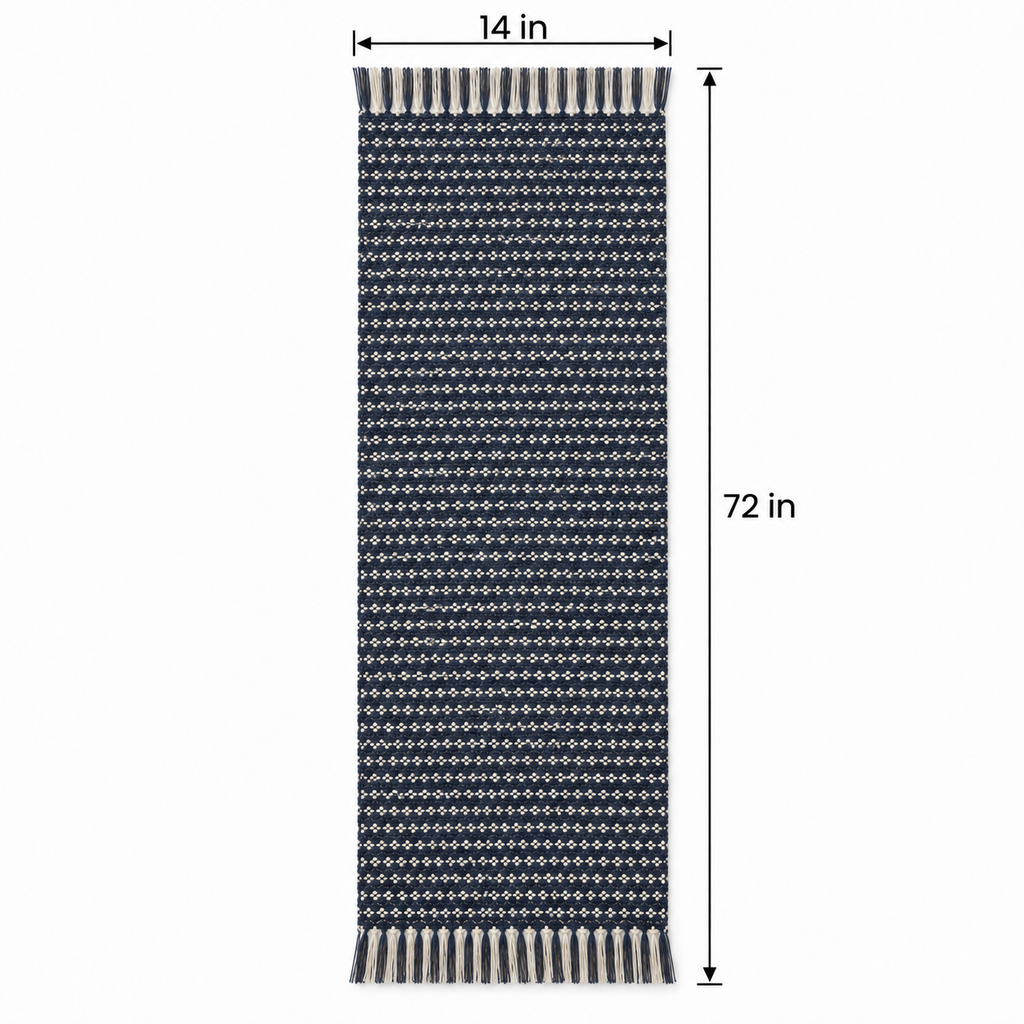 Navy Geometric Woven Table Runner 14 x 72 Inch
