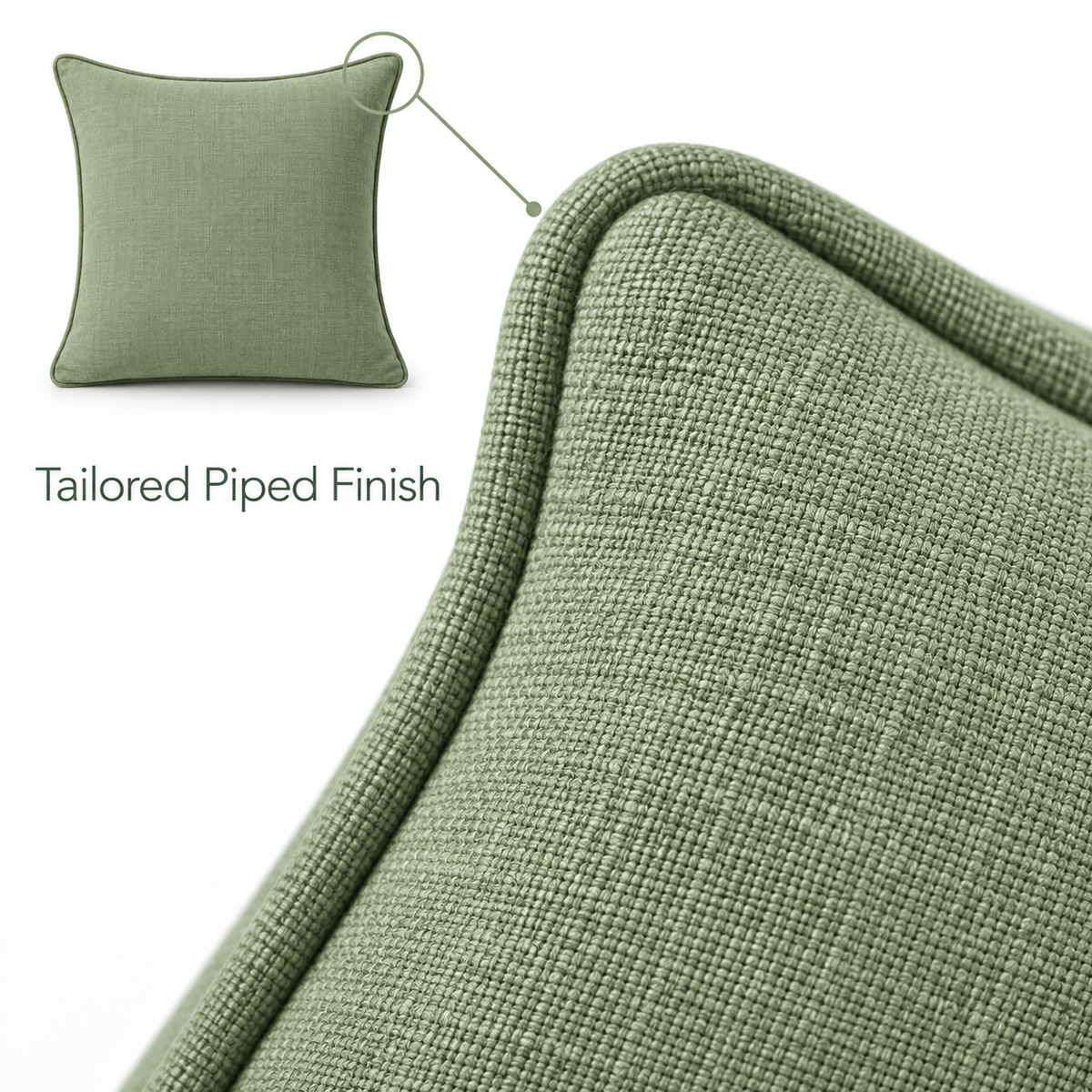 Sage Green Piped Cushion Cover 18 x 18 Inch