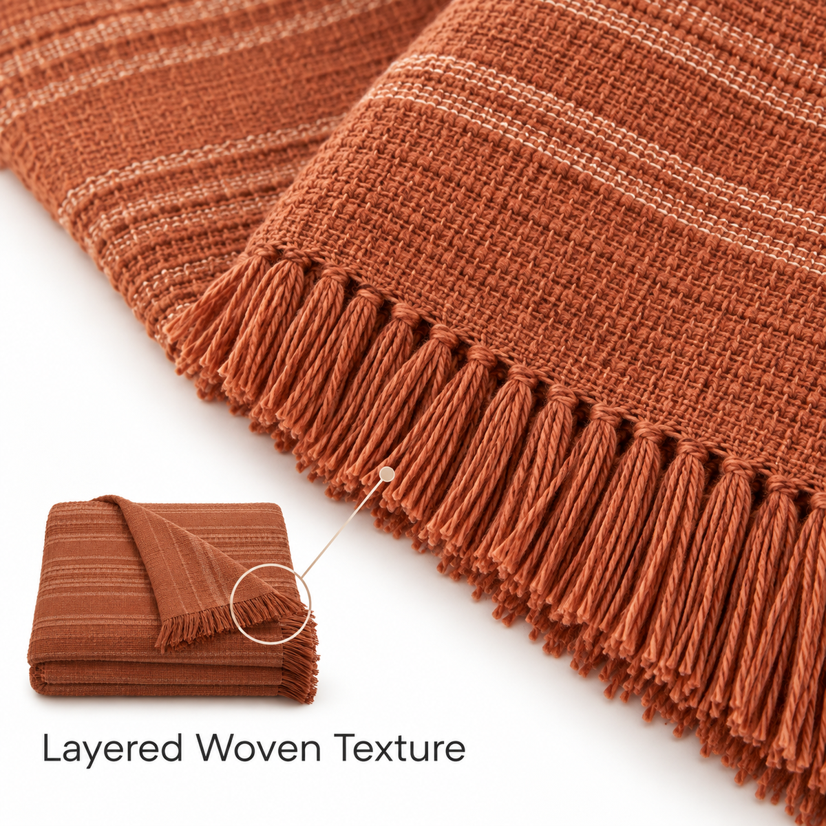 Terracotta Textured Woven Throw Blanket 50 x 60 Inch