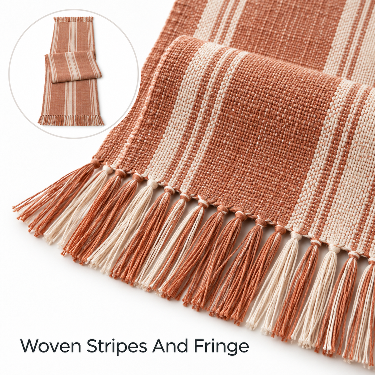 Terracotta Striped Table Runner 14 x 72 Inch
